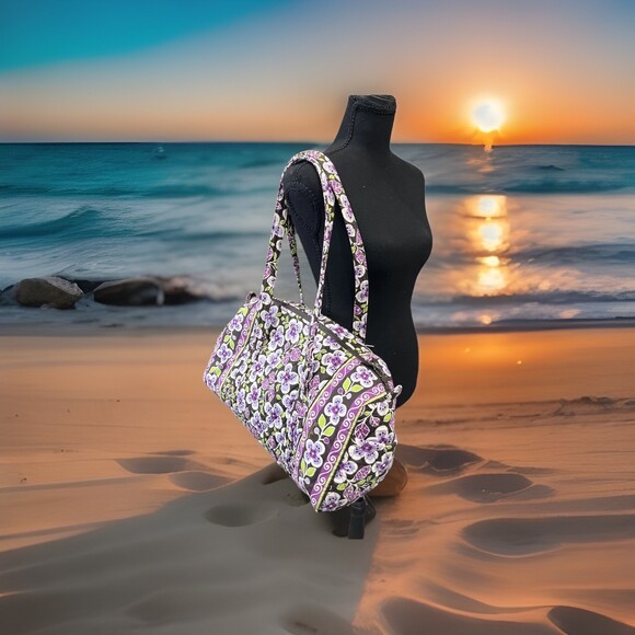 Vera Bradley Handbags - Vera Bradley (2011) Retired Plum Petals Pattern Travel Duffel Bag Boho Chic Y2K